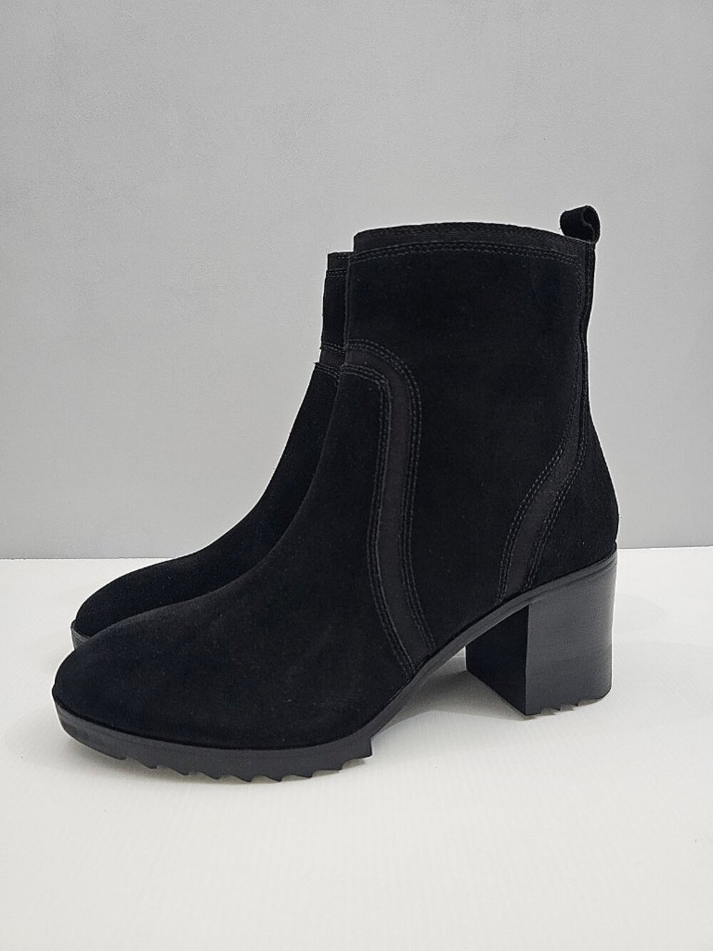 Blondo Raniah Waterproof Ankle Boot Womens 10 Black Suede Block Heel Shoe